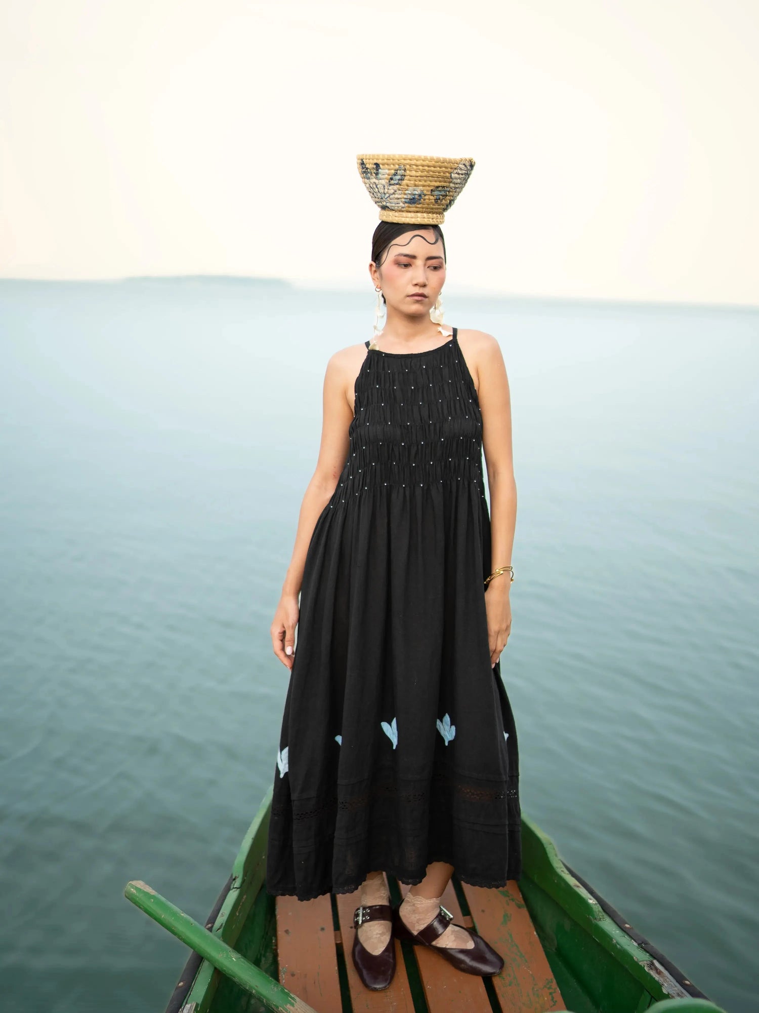 Hand Embroidered Dress in Breathable Fabric | URNAM | Noa Dress Hand Embroidered Dress in Breathable Fabric | URNAM | Noa Dress